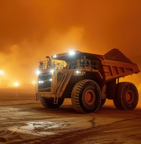 Heavy-machinery-truck-working-in-the-night